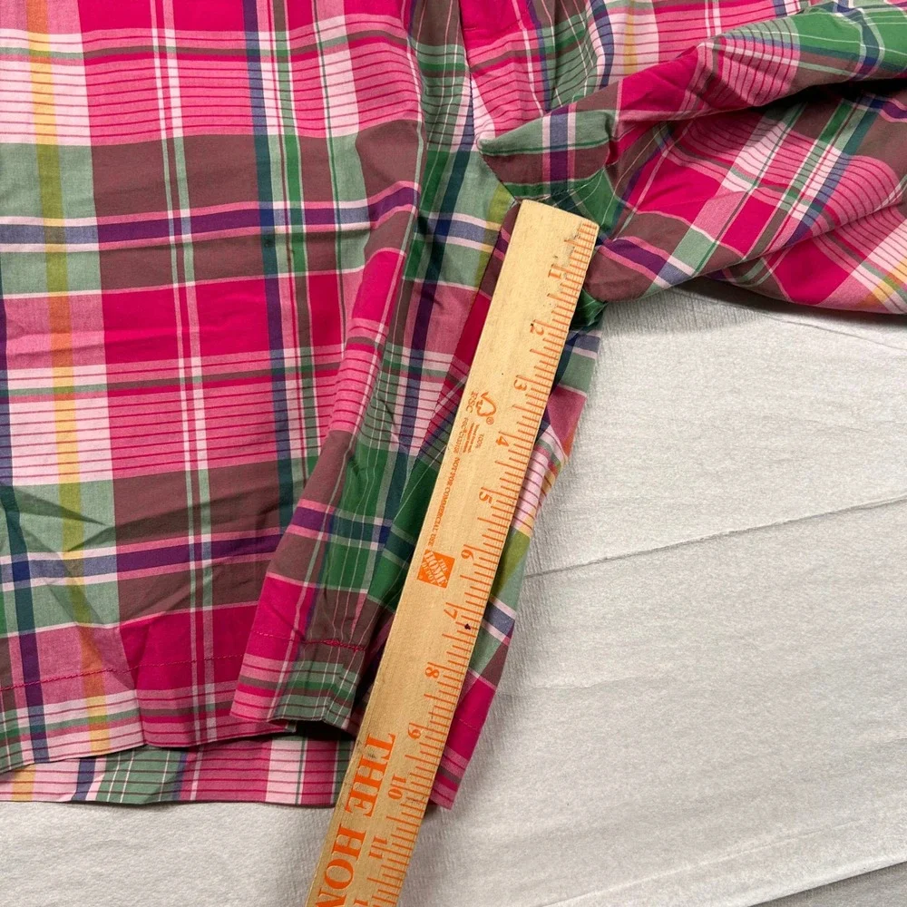 Polo Golf Ralph Lauren Short Mens 36 Madras Plaid Pink Green Cotton Flat Front